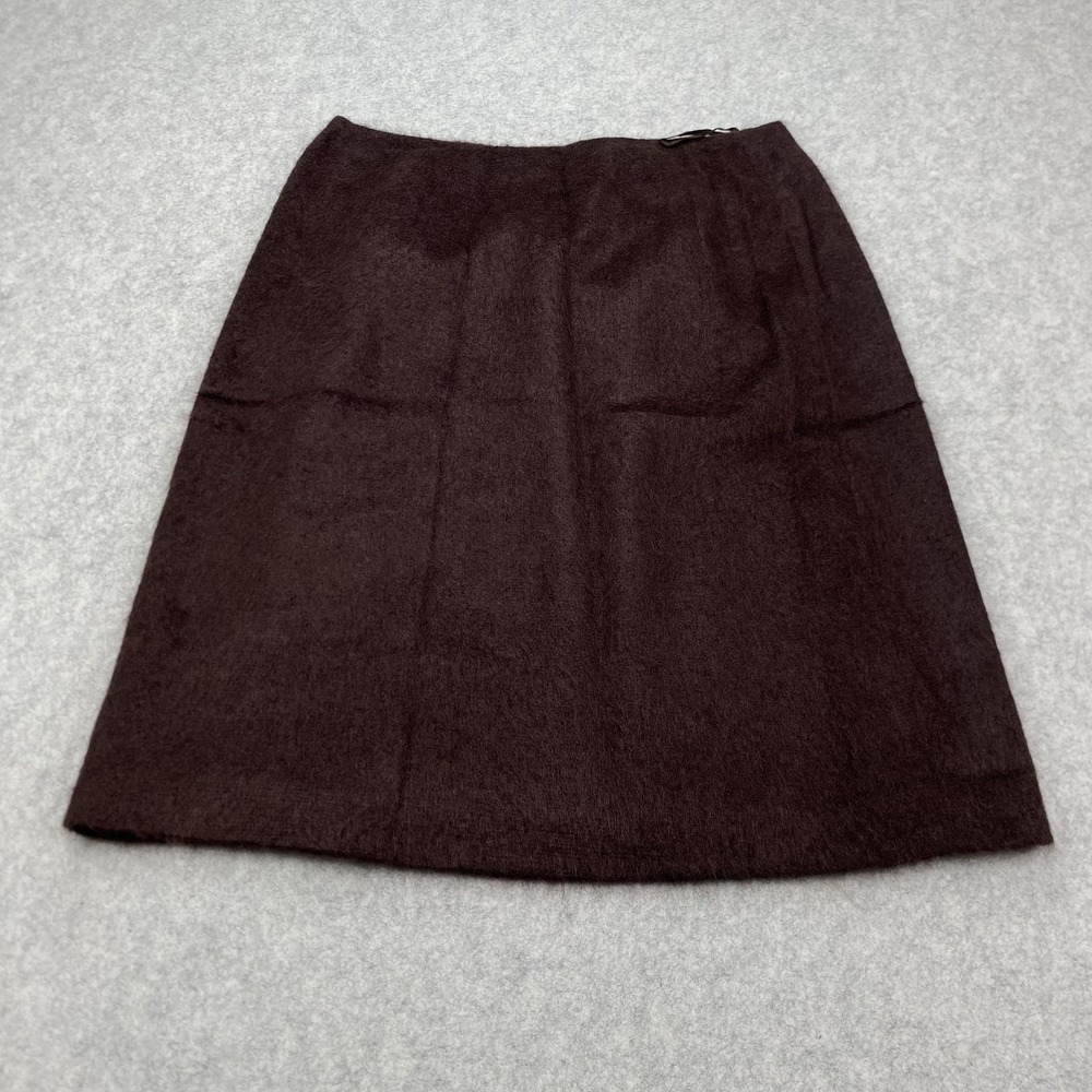 Anne Klein Skirt Womens 12 Brown Wool Silk Pencil Knee Length Lined Work Office